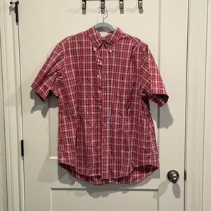 Red Plaid Button-Up Shirt
